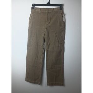 Chaps Womens Tan Corduroy Pants High Waisted Straight Leg Khaki Size 16 NWT